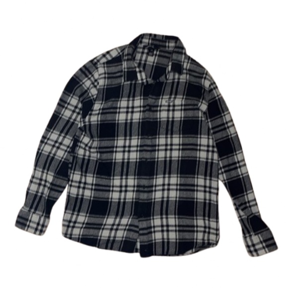 Volcom Flannel Black and Gray Long Sleeve Button Down Monochrome Checkered Shirt - Picture 1 of 7